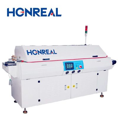เครื่องบัดกรีแบบ Reflow SMT 6 โซน พร้อมระบบควบคุม PLC หน้าจอสัมผัส